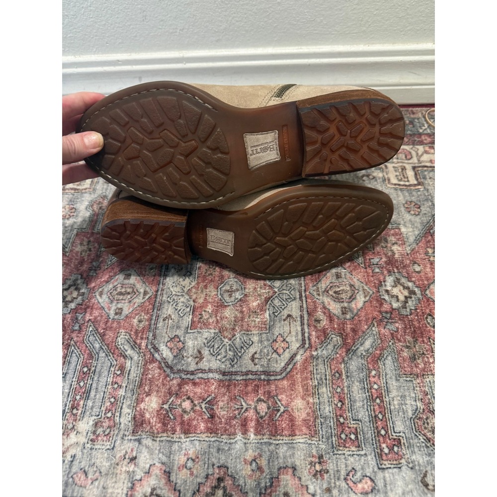 Born Kerri Tan Suede Cognac Leather Ankle Boots Buckle Zip BR0040479 Womens 9M - Picture 6 of 7